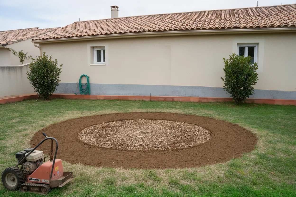 Massif préparé après rognage à Cazouls-lès-Béziers