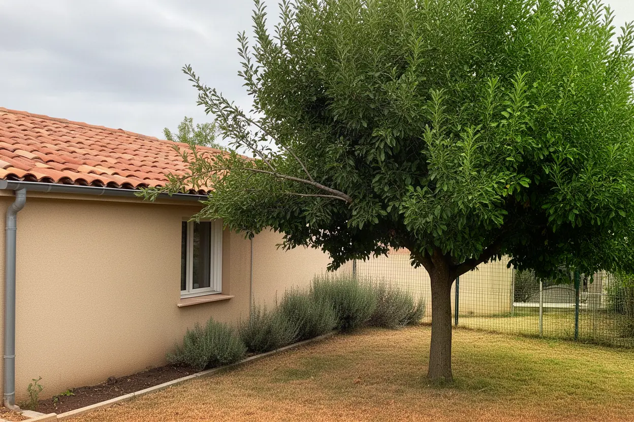 Branches touchant une toiture à Villeneuve-lès-Béziers